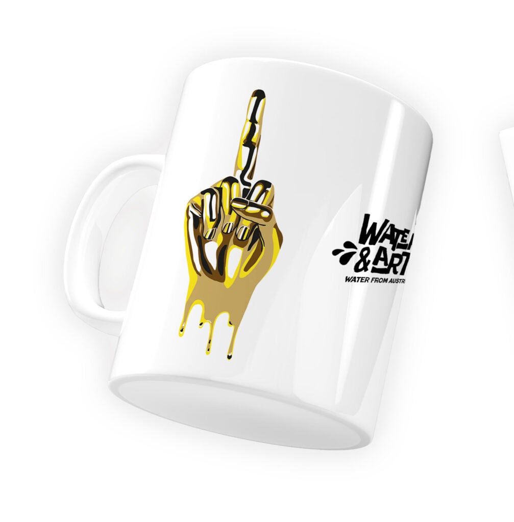 Becher Water&Art CoffeeMug Weiß Mittelfinger